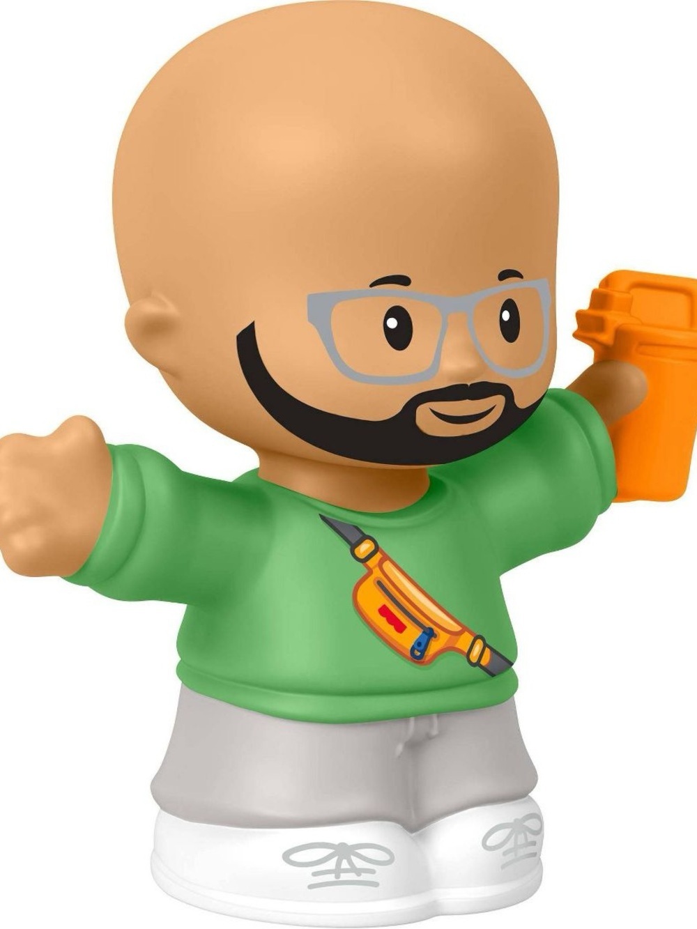 New Fisher-Price Little People Male Figure Man Athleisure Glasses Beard Bald - Picture 3 of 7